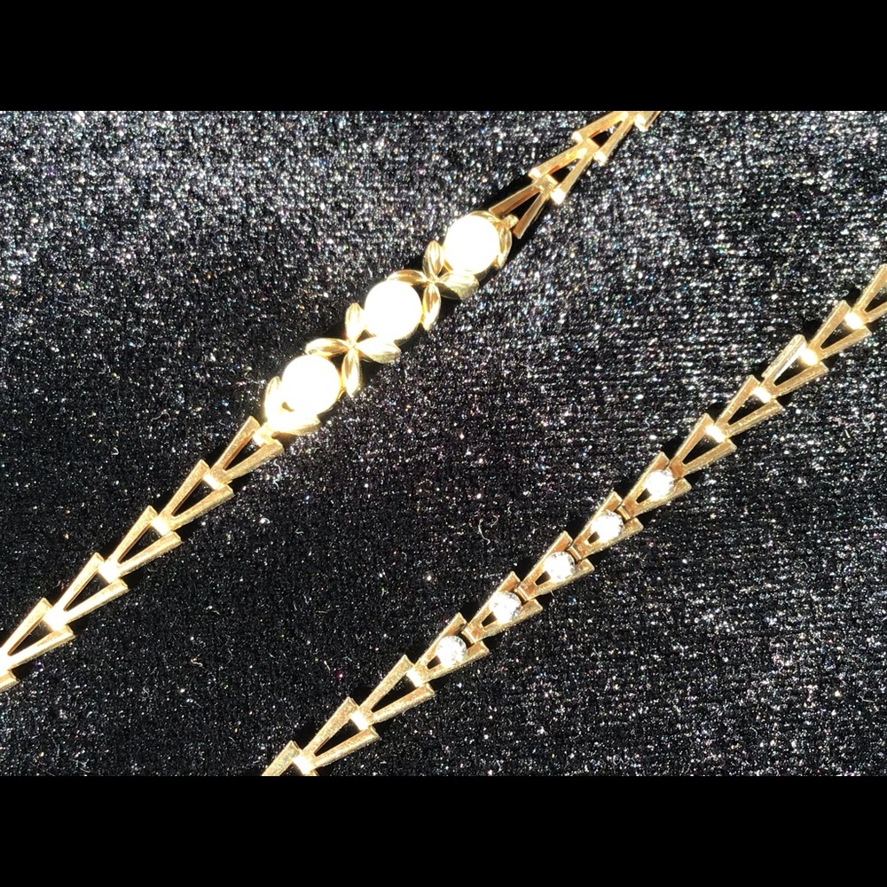Diamond and pearl bracelet set 14k
